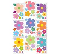 HEMOTON Stickers Muraux Décoratifs Fleurs en Pvc pour Chambres et Bureaux, Application Simple, 9 Feuilles 7 Autocollants Chacune, Décor Élégant et Coloré