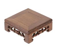 HEMOTON Support De Théière en Bois Massif Base De Théière Statue Vase Piédestal Présentoir De Table Décor Vintage en Bois
