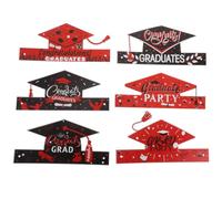 HEMOTON Toque de Graduation en Papier Réglable Noir Orange pour Photos | Décoration Ludique, Léger Confort, Convient à Plupart, pour Étudiants et Cérémonie