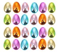 HEMOTON Œufs de Pâques en Plastique Décoratifs 6cm Creux Faciles à Ouvrir pour Activités Manuelles et Décorations de Pâques, Lot de 24 Pièces