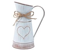 HEMOTON Vase à Fleurs Vintage en Forme de cœur - en métal - Style Maison de Campagne - Décoration Shabby Chic - Pot à Lait français - Pichet en Fer - pour Balcon, Bureau, Salon, Table