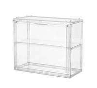 HEMOTON Vitrine Transparente pour Voiture Miniature Double Couche 27x22x12 Cm en Acrylique Anti-poussière, Boîte D'exposition Empilable 1 Séparation, Présentoir Mural pour Modèles Réduits