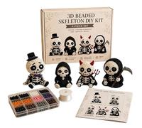 Hemousy 3D Beaded Skeleton Kit, Tiny Skeleton Figure Bead Making DIY Kit, Creative Handmade Beading Kits for Adults Beginners