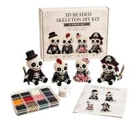 Hemousy 3D Beaded Skeleton Kit, Tiny Skeleton Figure Bead Making DIY Kit, Creative Handmade Beading Kits for Adults Beginners