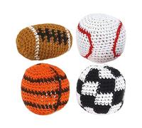 Hemousy 4Pcs Crochet Hacky Ball Sacks for Adults Kids, Handmade Knitted Footbag, Portable Soft Sports-Themed Foot Bag Kick Sack for Outdoor Gatherings