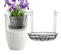 Hemousy Adjustable Planter Insert with 4 Hooks Chains, 2 Pieces Heavy Duty Planter Inserts for Large Pots - Adjustable Plant Risers for Inside Pots Outdoor
