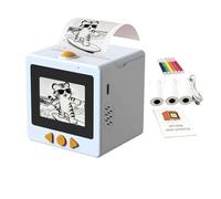 Hemousy AI Voice Sticker Printer, Mini Printer Sticker Maker Machine with Display for DIY, Diary, Photos - with 3 Paper Rolls and 5 Coloring Pens