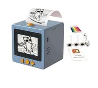 Hemousy AI Voice Sticker Printer, Mini Printer Sticker Maker Machine with Display for DIY, Diary, Photos - with 3 Paper Rolls and 5 Coloring Pens