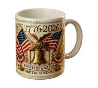 Hemousy American 250th Patriotic Coffee Mugs, 4th of July Commemorative Ceramic Mug, Vintage Coffee Cups for History Enthusiast Friend Family