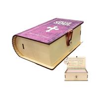 Hemousy Bible Verse Box, Handmade Wooden Bible Verse Cards Box for Daily Encouragement, Religious Present for Women Men