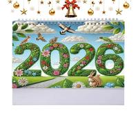 Hemousy Calendrier Mensuel de Bureau,Calendrier Mensuel de Bureau 2026 | Gestion d'Emploi du Temps Janvier à Décembre Art Strass pour Toute la Famille