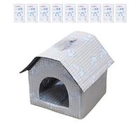 Hemousy Maison Fraîche pour Chien | Maison pour Chat d'Extérieur pour Été,Lit Pliable Imperméable avec 9 Packs de Glace pour Chats Moyens, pour Intérieur, Balcon et Abri