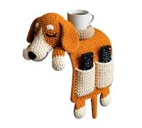 Hemousy Organisateur D'Accoudoir De Canapé,Chien En Crochet Mignon Fait Main - Organisateur Canapé Relax Rangement Télécommande,Pour Salon Appartement Bureau Animaux Tasse Téléphone Snack