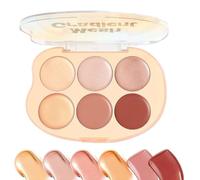 Hemousy Palette Fard À Joues Et Highlighter,6 Couleurs Contour, Highlight Et Fard À Joues - Cosmétiques Crèmes Fondantes Résistant L'eau Pour Effet Bonne Mine Naturel Teint Mature Texture Légère