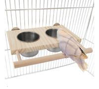 Hemousy Perchoir pour Oiseaux - Perchoirs Perroquets Grands Oiseaux | Accessoires en Bois pour Cage avec Bols Alimentation | pour Boisson De Perruche Moyenne Et Petite
