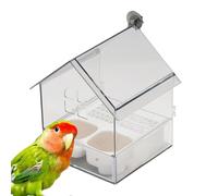 Hemousy Pull-Out External Parrot Feeder, Hanging Bird Feeder for Cage, Transparent Bird Cage Water Feeders, Easy to Fill & Clean