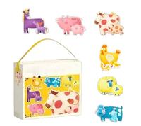 Hemousy Puzzles pour - Jeu de Table avec Sac à Poignée - Casse-Tête Animaux De La Ferme avec Sac À Poignée - Destiné À La Crèche Au Centre À La Maison Et pour Les Longs