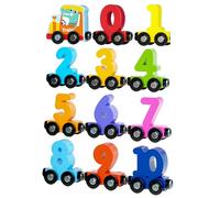 Hemousy Set de Train en Bois,Jouet Éducatif Magnétique pour Tout-Petits - Jeu d'apprentissage des Chiffres et Couleurs Dès 1 an Idée Cadeau Fête ou Noël
