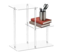 Hemousy Table de Chevet en Acrylique, Table de Chevet latérale Transparente à 3 Niveaux, Meuble translucide pour entrée Bureau Couloir Salon Chambre et Espace de Travail