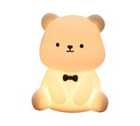 Hemousy Veilleuse Ours,Lumière Ours, Lampe tactile de chevet réglable en silicone, Veilleuse en forme d'animal mignon avec minuterie, veilleuse d'ambiance ours pour et adultes, décoration de chevet