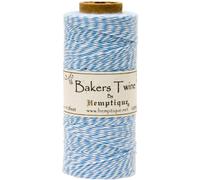 Hemptique Bobine de ficelle moyenne en coton Bakers Twine 2 plis Bleu clair/blanc 125 m