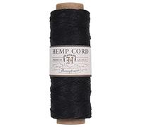 Hemptique Bobine de fil de chanvre 100% naturel - 62,5 m - Choix numéro 1 - Fil de 0,5 mm pour la fabrication de bijoux, macramé, scrapbooking et plus encore - Noir