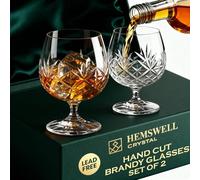 Hemswell Crystal Verres à Brandy 2 pièces 250 ml - Cristal sans plomb, boîte satinée de présentation, design Glenrigg haut de gamme - Idéal Cognac, Brandy & spiritueux
