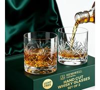 Hemswell Crystal Verres à Whisky - Coffret 2 pièces 310 ml - Cristal sans plomb, fond épais, design haut de gamme - Idéal Single Malt, Bourbon, Scotch (Set de 2) - Glenrigg