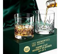 Hemswell Crystal Verres à Whisky - Coffret 2 pièces 310 ml - Cristal sans plomb, fond épais, design haut de gamme - Idéal Single Malt, Bourbon, Scotch (Set de 2) - Wicklow
