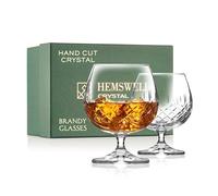 Hemswell Crystal Wicklow Lot de 2 verres à Cognac Armagnac 240 ml avec boîte de présentation doublée en satin | Cadeau pour homme | Degustation
