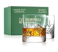 Hemswell Crystal Wicklow Lot de 2 verres à whisky en cristal 310 ml - Verres traditionnels sans plomb haute clarté - Boîte doublée de satin