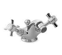 Hemsworth Mitigeur de bidet chromé - Robinet de bidet traditionnel à tête croisée, corps en laiton massif, bec pivotant avec bonde de vidage