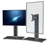 Hemudu Lot de 2 supports de bureau sur pied pour écran LCD de 13" à 32" avec pivot, hauteur réglable, rotation, peut contenir un (1) écran jusqu'à 35 kg