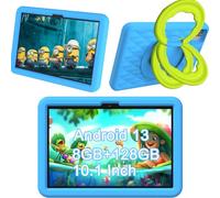 HEMUYT Tablette Enfants 10 Pouces Android 13 Tablette, 8GORAM+128GOROM,Tablet Tactile Quad Core avec WiFi,Tablette Educative Netflix avec 6000mAh Batterie, Contrôle Parental, Etui Antichoc EVA(Bleu)