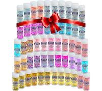 Hemway 54 Mixed Chunky Glitter Tube Box for Polyurethane & Epoxy Resin Glitter, Craft, Nail, Jewellery, Art Supplies, Decoration, Shaker Tubes - (54 x 0.21oz/6g)