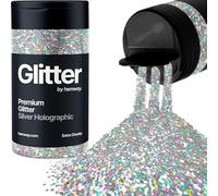 Hemway Argent Holographique Paillettes Extra Chunky 115g/4.1oz Poudre Résine Métallique Artisanat Paillettes Paillettes Paillettes Pour Gobelets Epoxy, Cheveux Visage Corps Oeil Nail Art Festival