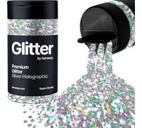 Hemway Argent Holographique Paillettes Super Chunky 115g/4.1oz Poudre Résine Métallique Artisanat Paillettes Paillettes Paillettes Pour Gobelets Epoxy, Cheveux Visage Corps Oeil Nail Art Festival