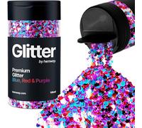 Hemway Brillo Grueso 105g/3.7oz Mixed Craft Glitter Powder Sequin Flocons Métalliques pour Nail Art Body Face Eye Hair Festival, Gobelets en Résine Epoxy Crafts - Harlequin Blue Red Purple Mélange