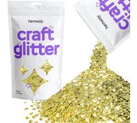 Hemway Craft Glitter Multi Purpose Flakes for Arts Crafts Tumblers Resin Epoxy Nails Wax Scrapbook Glass Schools Decorations - Sand Gold - Super Chunky (1/8" 0.125" 3mm) 100g / 3.5oz