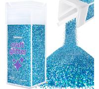 Hemway Craft Glitter Shaker 130g / 4.6oz Glitter for Arts, Crafts, Resin, Tumblers, Nails, Painting, Decoration, Festival, Cosmetic, Body - Ultrafine (1/128" 0.008" 0.2mm) - Ocean Blue Holographic