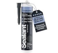 Hemway Mastic d'Étanchéité et Adhésif de Construction Gris Anthracite 300ml | Supérieur au Mastic Silicone, Etancheite, Polymère Hybride, Inodore, Intérieur et Extérieur