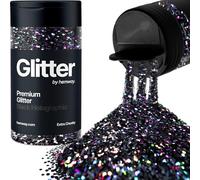 Hemway Noir Holographique Paillettes Extra Chunky 115g/4.1oz Poudre Résine Métallique Artisanat Paillettes Paillettes Paillettes Pour Gobelets Epoxy, Cheveux Visage Corps Oeil Nail Art Festival
