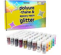 Hemway Paillettes fines - 54 x 9,6 g (0,34 oz) en polyuréthane et époxy, ensemble de paillettes multi-usages pour artisanat en résine, fabrication de bijoux, gobelets, décorations, art, ongles, corps
