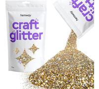 Hemway Paillettes fines de 0,4 mm pour loisirs créatifs, gobelets, écoles, décorations sur verre et papier, projets de bricolage - Doré/argenté, 100 g