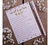 Hen Party Games - How Well Do You Know The Bride ? - 1 lot de 8 cartes - Collection Milano