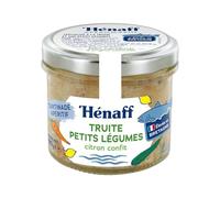 HENAFF Tartinable à la truite, petits légumes et citron confit - Pot en verre de 90g - Apéritif breton artisanal - Ingrédients 100% d'origine naturelle - Lot de 4