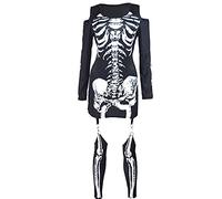 Henagehde Robe Femme Médiévale Renaissance - Skeleton Print Masquerade Skeleton Costume Strapless Halloween Sexy Robe pour Femmes Jupe Évasée Mi Longue