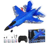 Henakmsl Avion radiocommandé F35 2CH HW39 Fighter 2,4 GHz RTF pour débutants, enfants et adultes avec veilleuse, chargement USB (bleu)