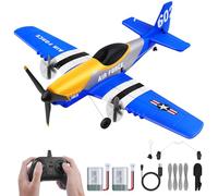 Henakmsl Avion RC P51D Mustang Fighter 3 Canaux 2.4GHz avec 2 Batteries, Télécommandé, Facile à Piloter pour Les Débutants Adultes Enfants