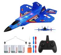 Henakmsl Avion Télécommandé, 3CH Avion RC FX22 avec Lumières Colorées, 2.4 GHz Avion Radiocommandé RTF pour Débutants/Enfants/Adultes, Jouet Avion Recharge USB, Bleu